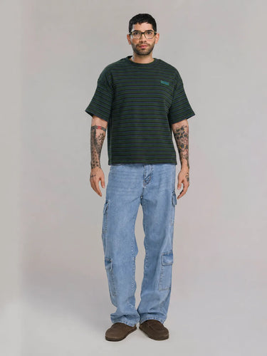 Unbound Stride Utility Denim Cargo in Vintage Blue, image 2