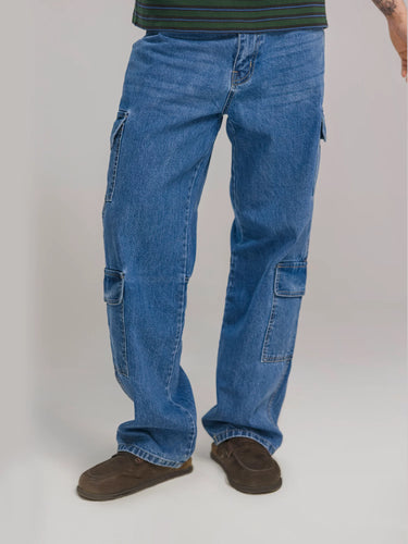 Unbound Stride Utility Denim Cargo in Classic Blue, image 1