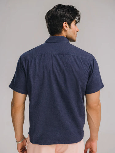 Inkwell Flannel Boxy Shirt in Neon Navy, image 4