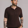 Twisted Hour Cable Knit Polo in Demitasse, image 1