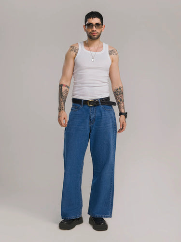 Off-Axis Wide Leg Denim in Classic Blue, image 2