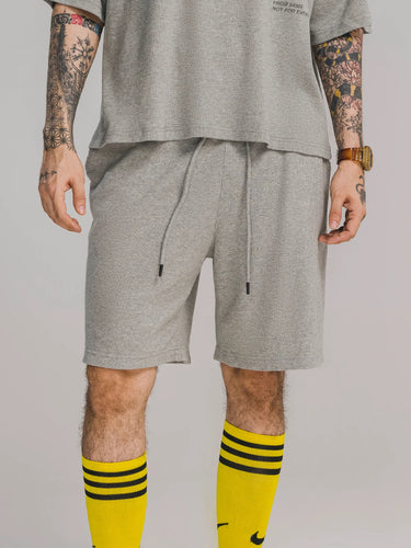 Slate Waffle Knit Shorts in Heather Gray, image 2